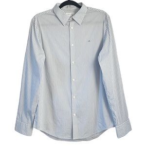 Calvin Klein Pinstripe Blue and White Longsleeve Button Up Shirt Size Medium